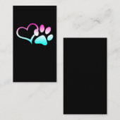 Dog Paw Rainbow Colorful Heart Animal Rescuer Visitekaartje (Voorkant / Achterkant)