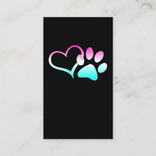 Dog Paw Rainbow Colorful Heart Animal Rescuer Visitekaartje
