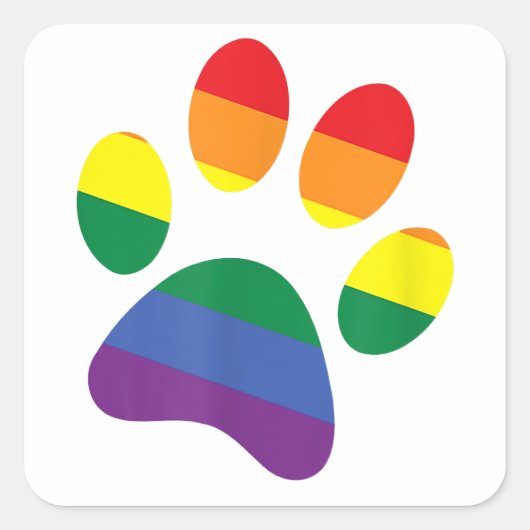 Dog Paw Rainbow Paw LGBT Gay Pride Lesbian Support Vierkante Sticker (Voorkant)