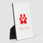 Dog paw red heart pet add name text animal paw  fotoplaat (Zijkant)
