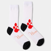 Dog paw red heart pet add name text animal paw  sokken (Rechts)