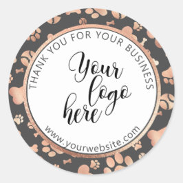 Dog Paw Roos Gold Custom Logo Pet Ronde Sticker