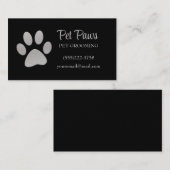 Dog Paw Silver Black Pet Grooming Service Visitekaartje (Voorkant / Achterkant)