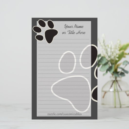 Dog Paw Stationery Briefpapier (Staand voorkant)