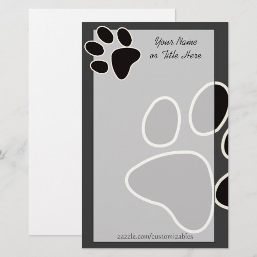 Dog Paw Stationery Briefpapier (Voorkant / Achterkant)