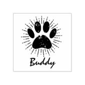 Dog Paw Sunburst Douanenaam Rubber Sta Rubberstempel (Afrduk)