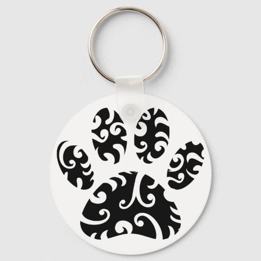 Dog Paw Tattoo Tribal Print Sleutelhanger (Voorkant)