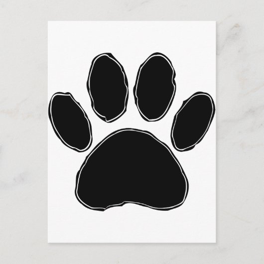 Dog Paw-tekening in zwart Briefkaart (Voorkant)