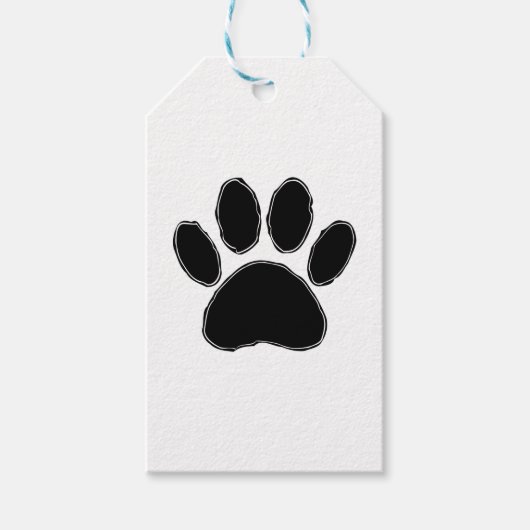 Dog Paw-tekening in zwart Cadeaulabel (Voorkant)