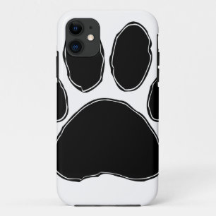 Dog Paw-tekening in zwart iPhone 11 Hoesje