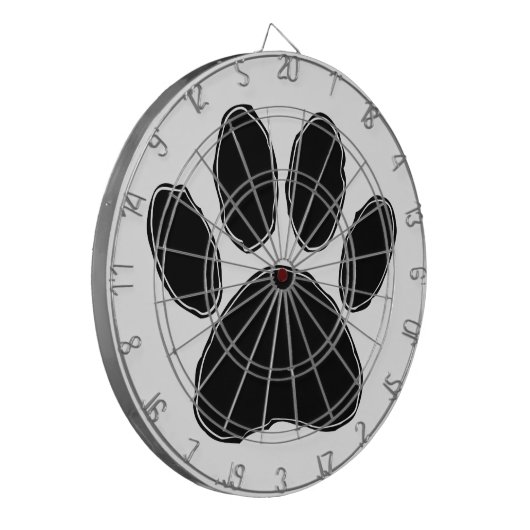 Dog Paw-tekening in zwart Dartbord (Voorkant Links)