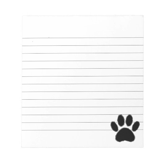 Dog Paw-tekening in zwart gelijnd Notitieblok (Voorkant)