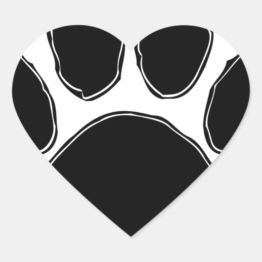 Dog Paw-tekening in zwart Hart Sticker (Voorkant)