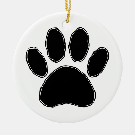 Dog Paw-tekening in zwart Keramisch Ornament (Voorkant)