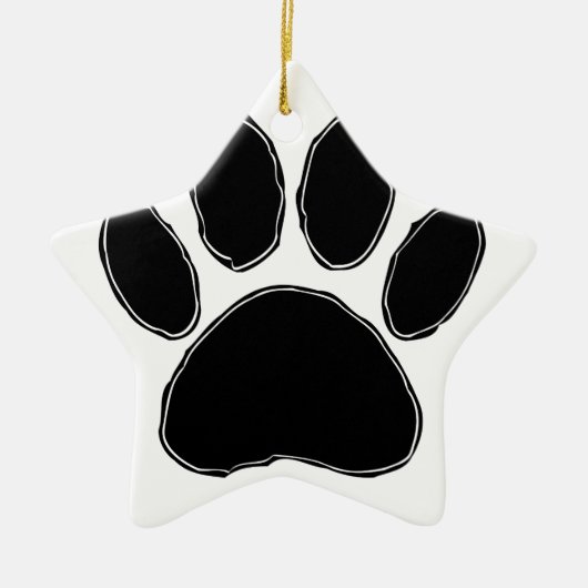 Dog Paw-tekening in zwart Keramisch Ornament (Voorkant)