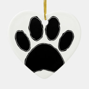 Dog Paw-tekening in zwart Keramisch Ornament