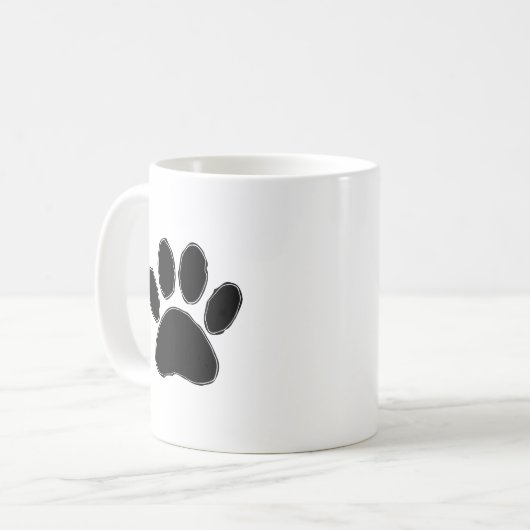 Dog Paw-tekening in zwart Koffiemok (Voorkant links)