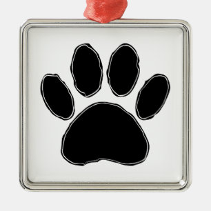 Dog Paw-tekening in zwart Metalen Ornament