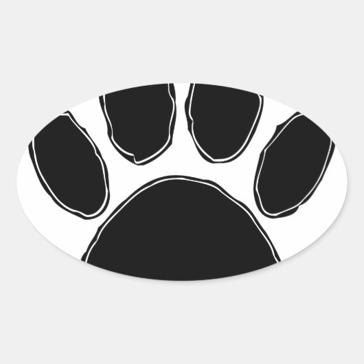 Dog Paw-tekening in zwart Ovale Sticker (Voorkant)