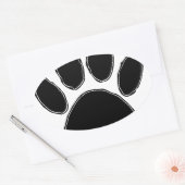 Dog Paw-tekening in zwart Ovale Sticker (Envelop)