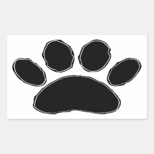 Dog Paw-tekening in zwart Rechthoekige Sticker