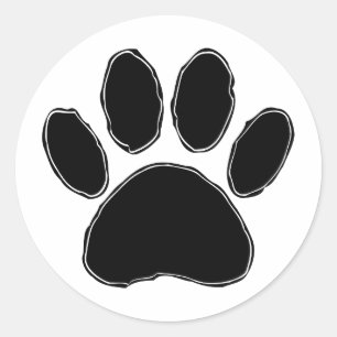 Dog Paw-tekening in zwart Ronde Sticker