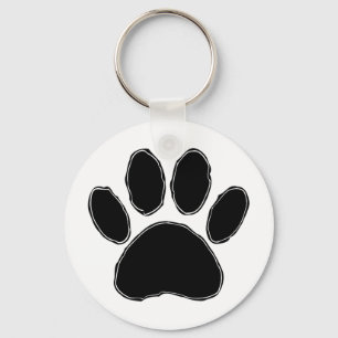 Dog Paw-tekening in zwart Sleutelhanger