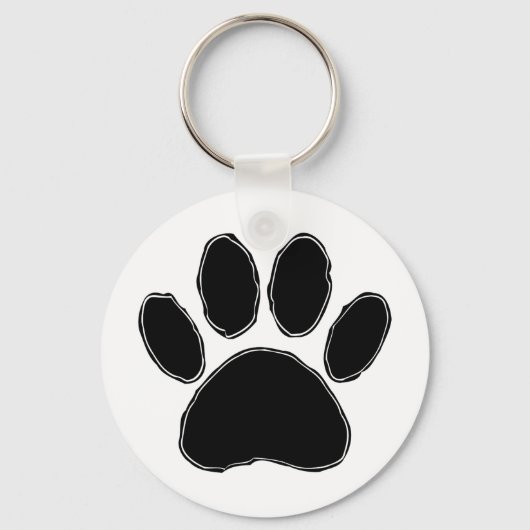 Dog Paw-tekening in zwart Sleutelhanger (Voorkant)