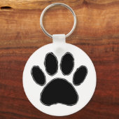 Dog Paw-tekening in zwart Sleutelhanger (Voorkant)