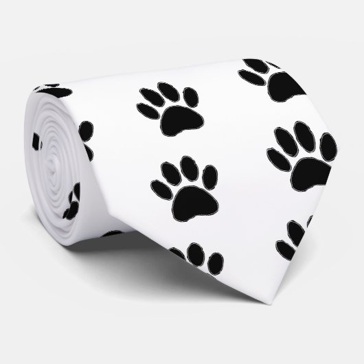 Dog Paw-tekening in zwart Stropdas (Opgerold)