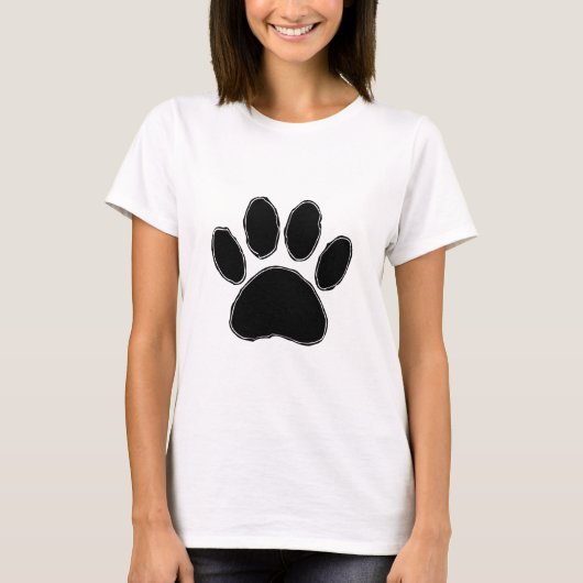 Dog Paw-tekening in zwart T-shirt (Voorkant)