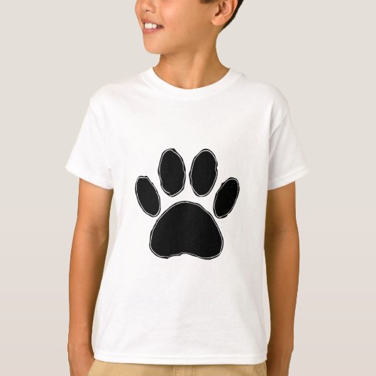 Dog Paw-tekening in zwart T-shirt (Voorkant)