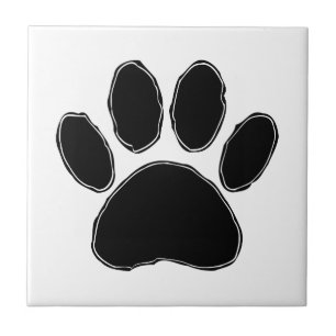 Dog Paw-tekening in zwart Tegeltje