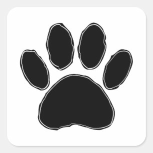 Dog Paw-tekening in zwart Vierkante Sticker