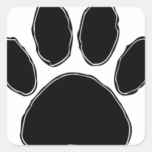 Dog Paw-tekening in zwart Vierkante Sticker