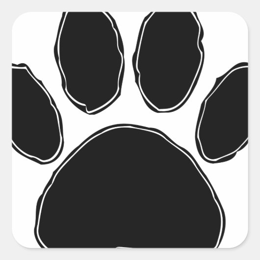 Dog Paw-tekening in zwart Vierkante Sticker (Voorkant)