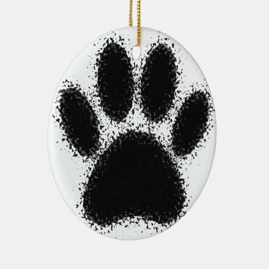 Dog Paw-tekening Keramisch Ornament (Rechts)