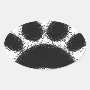 Dog Paw-tekening Ovale Sticker