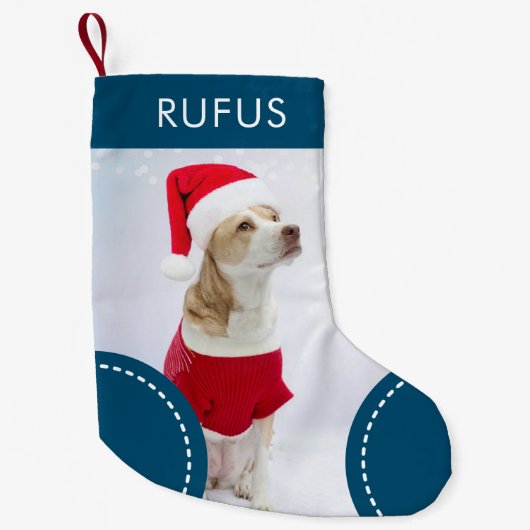 Dog Paw Theme Gepersonaliseerde Kerstmis Foto Kleine Kerstsok (Voorkant)