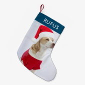 Dog Paw Theme Gepersonaliseerde Kerstmis Foto Kleine Kerstsok (Voorkant (Hangend))