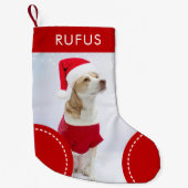 Dog Paw Theme Gepersonaliseerde Kerstmis Foto Kleine Kerstsok (Voorkant)