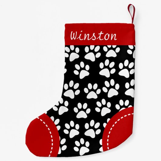 Dog Paw ThreadBlack, persoonlijk kerstfeest Kleine Kerstsok (Achterkant)
