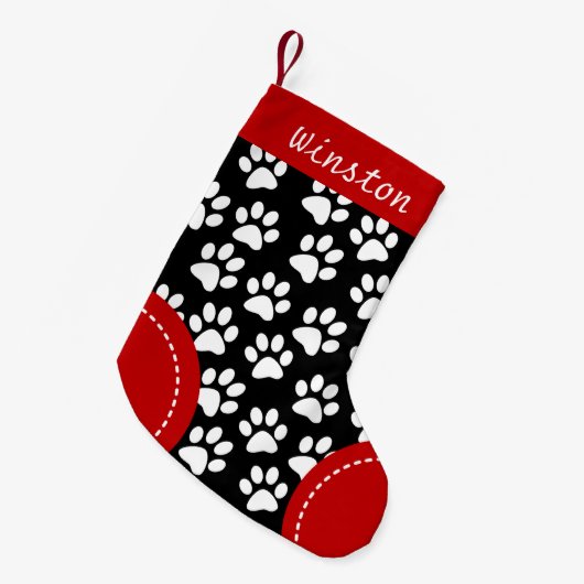 Dog Paw ThreadBlack, persoonlijk kerstfeest Kleine Kerstsok (Voorkant (Hangend))