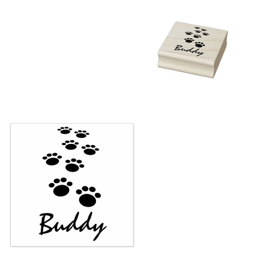 Dog Paw Track Pet Custom Name Signature Rubberstempel (Gestempeld)