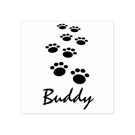 Dog Paw Track Pet Custom Name Signature Rubberstempel (Afrduk)