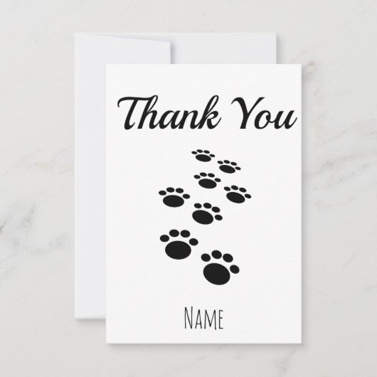 Dog Paw Tracks Aangepast Bedankkaart (Voorkant)