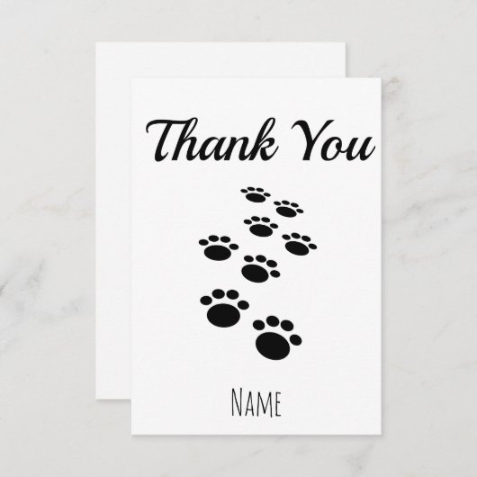 Dog Paw Tracks Aangepast Bedankkaart (Voorkant / Achterkant)