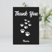 Dog Paw Tracks Aangepaste zwart-wit Bedankkaart (Staand voorkant)