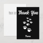 Dog Paw Tracks Aangepaste zwart-wit Bedankkaart (Voorkant / Achterkant)