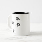 Dog Paw Tracks vervormen Tweekleurige Koffiemok (Voorkant links)